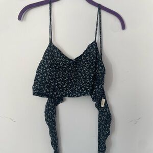 Brandy Melville Navy Floral Tank Top